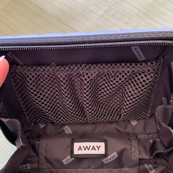 AWAY The mini small travel essential toiletry case hard zip around in SILVER - Picture 7 of 8